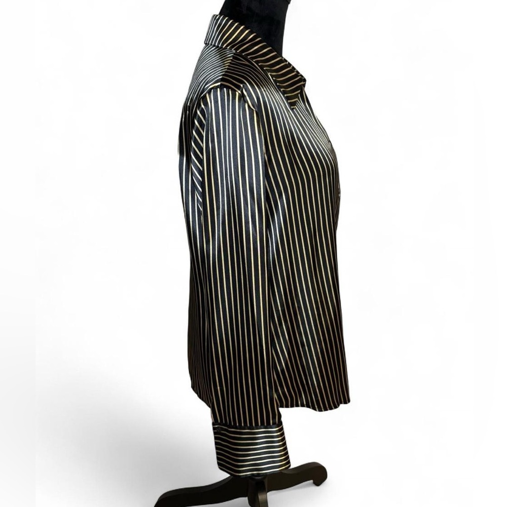 Vintage Kasper Black and Gold Striped Blouse NWT Size 14 - Picture 4 of 12